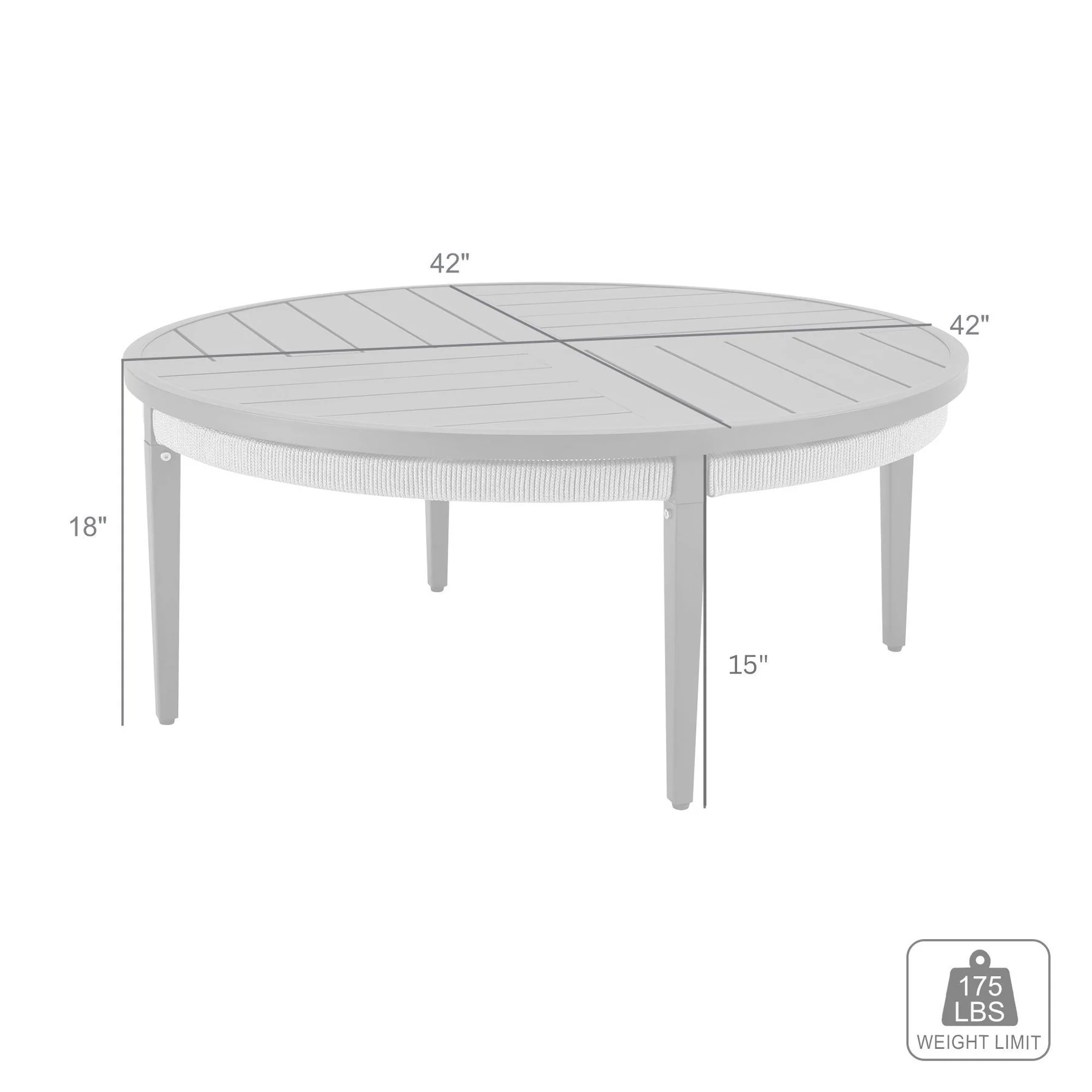 Zella Round Coffee Table in Aluminum with Charcoal Finish and Light Gray Rope - Image 6