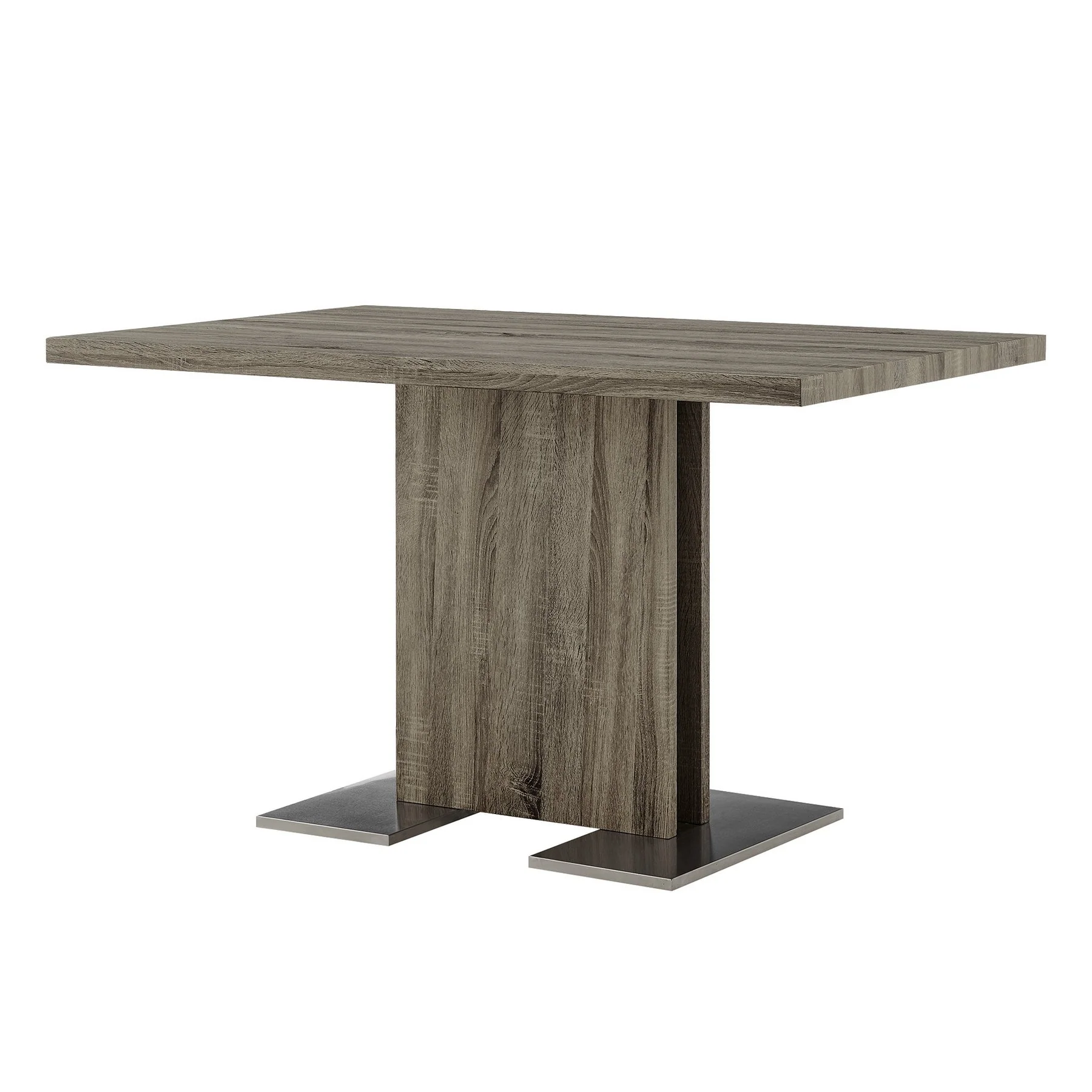 Zenith Dining Table in Walnut Wood and Brushed Stainless Steel Finish - Image 2