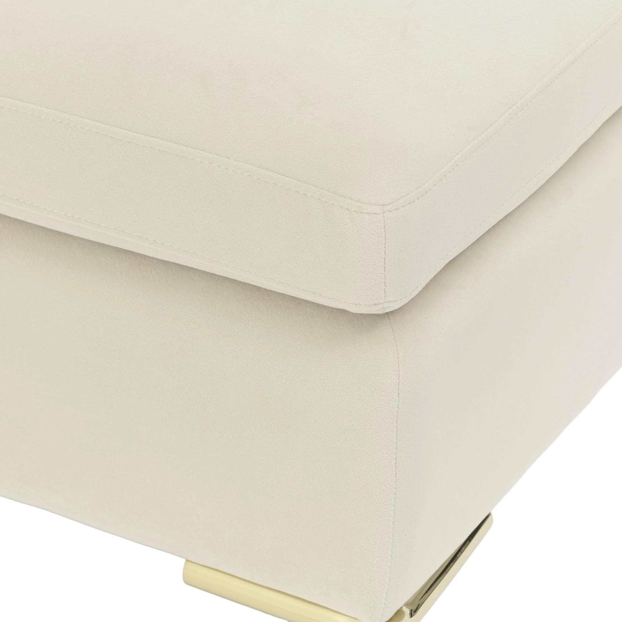 Zennia Velvet Accent Bench - Ivory/Gold - Image 4