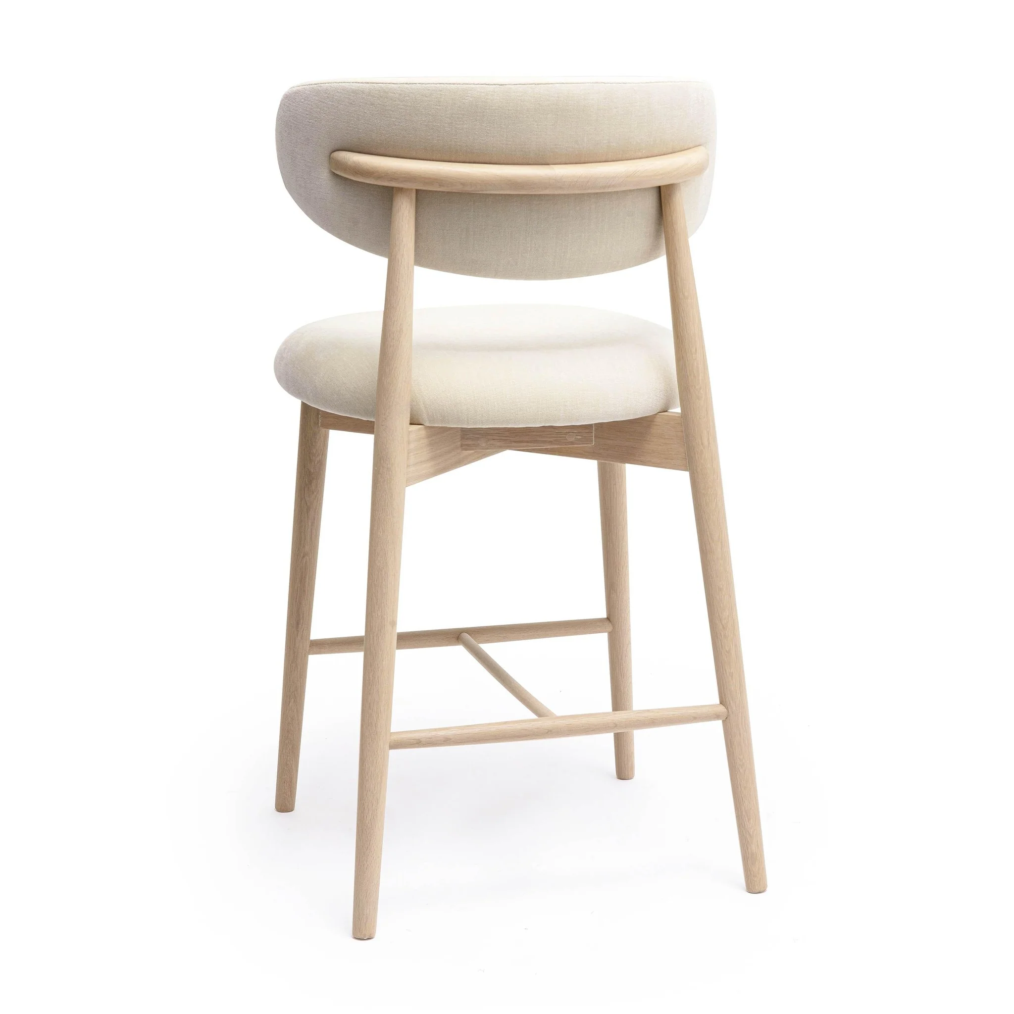 Zinea Cream Performance Textured Velvet Counter Stool - Image 4