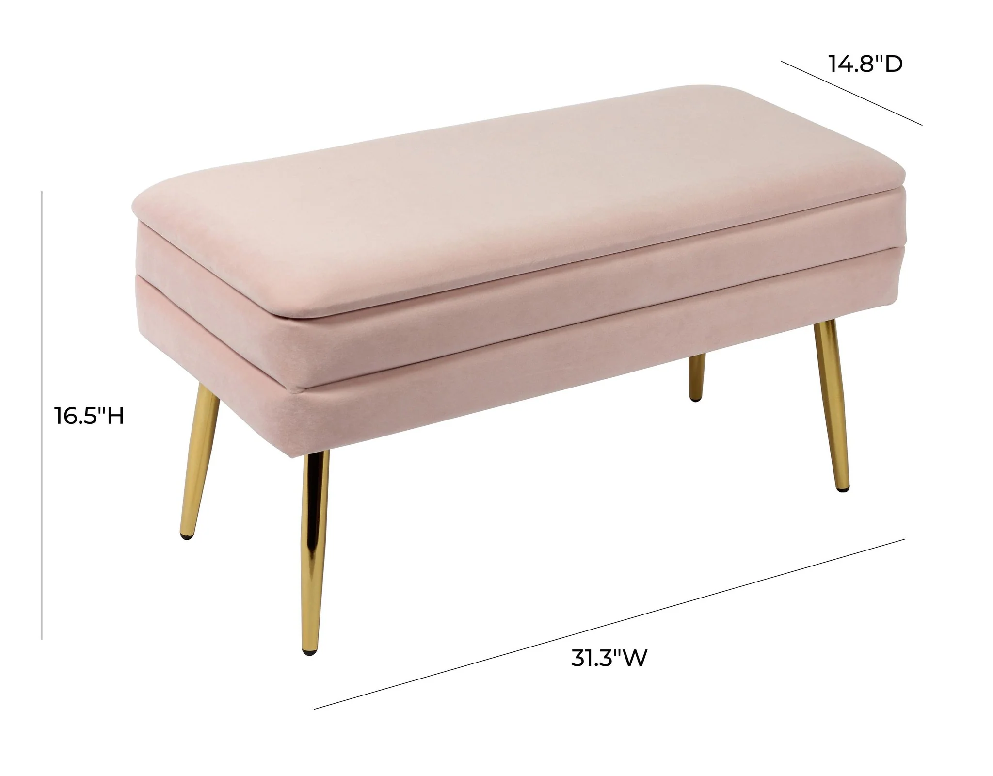 Ziva Blush Velvet Storage Bench - Image 6