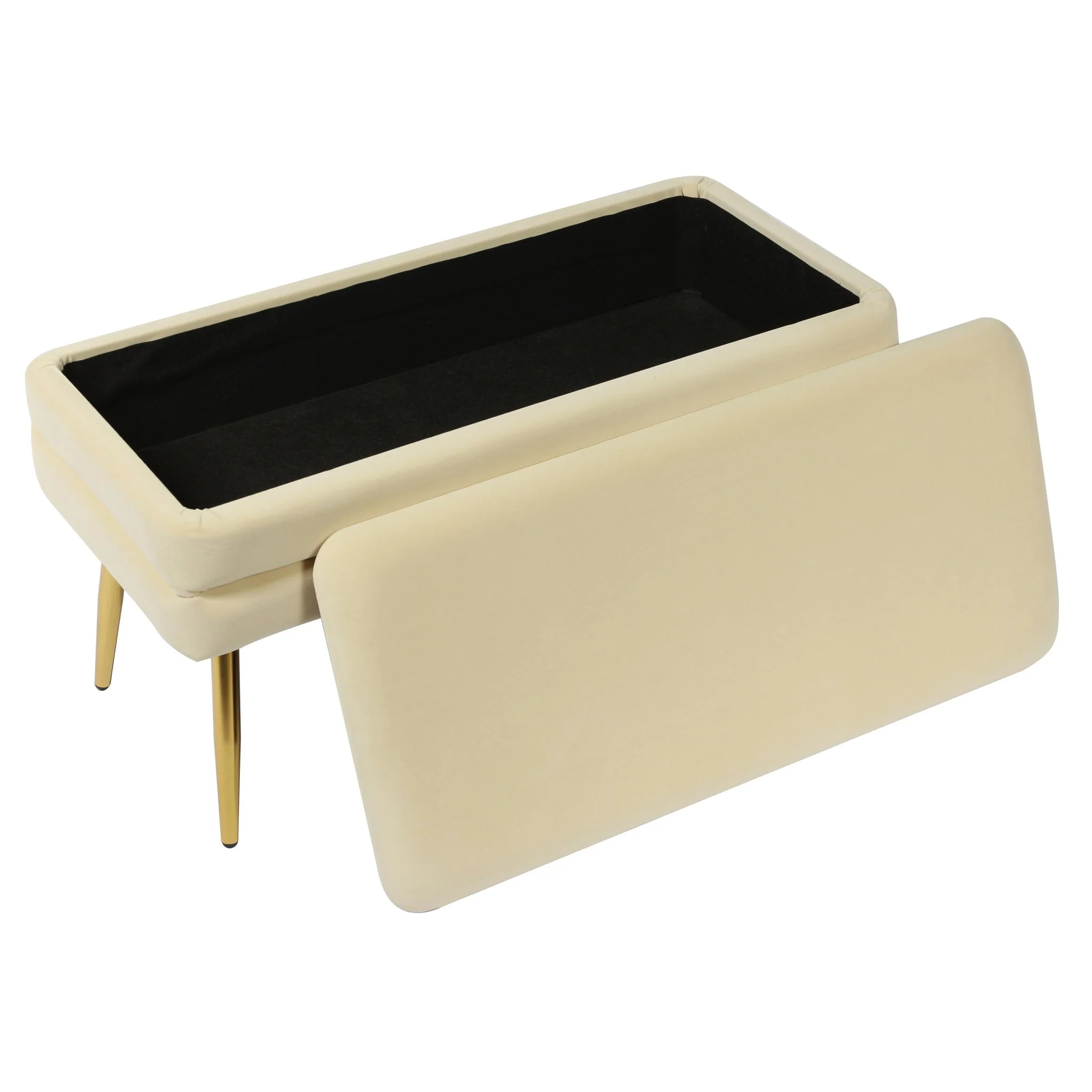Ziva Cream Velvet Storage Bench - Image 5