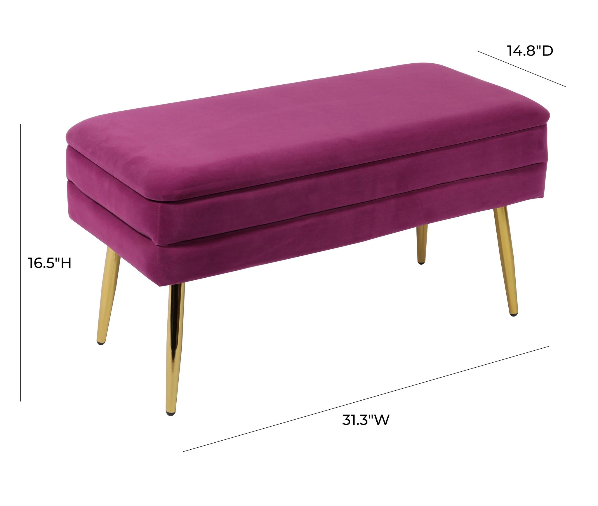 Ziva Plum Velvet Storage Bench - Image 6
