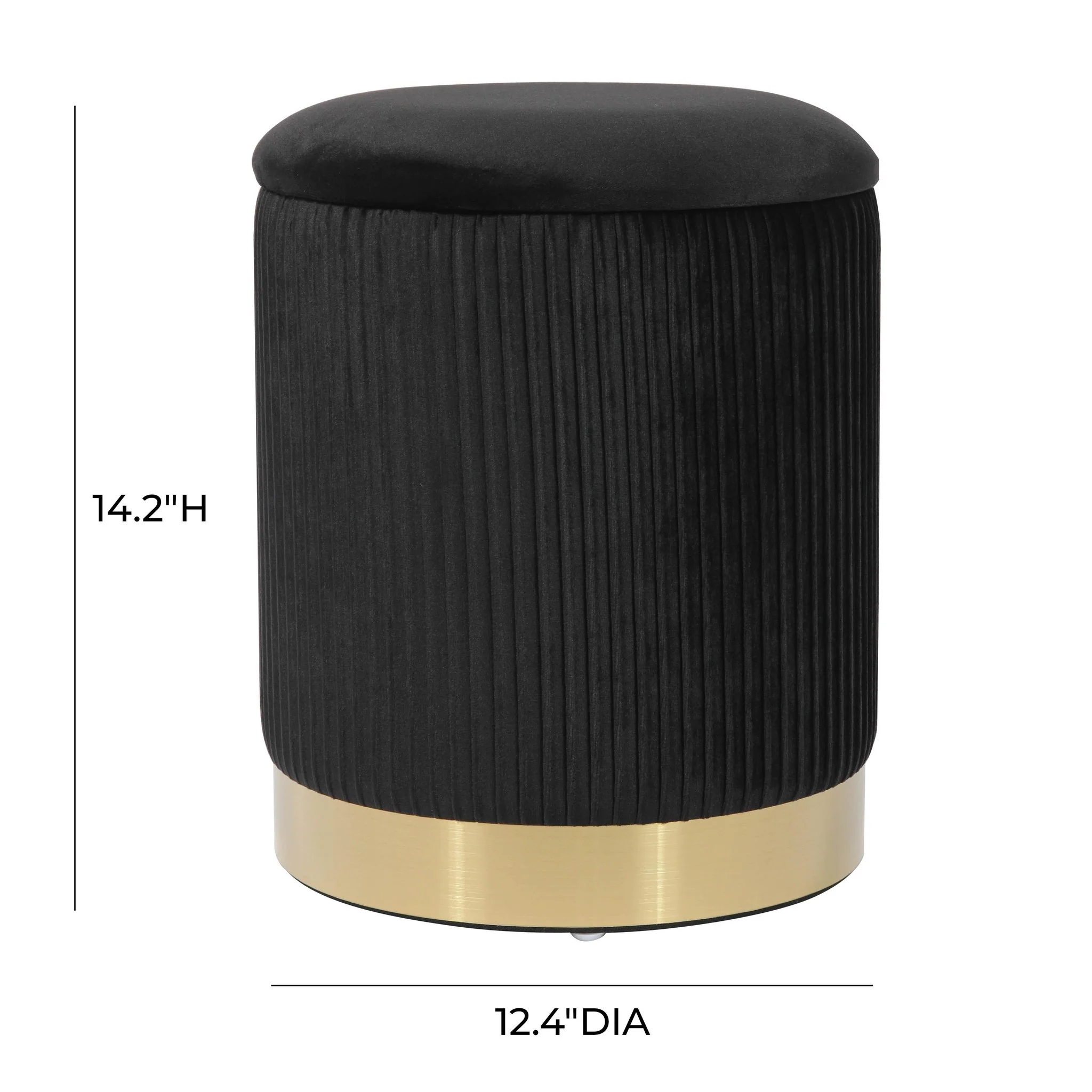 Zoe Black Velvet Storage Ottoman - Image 7