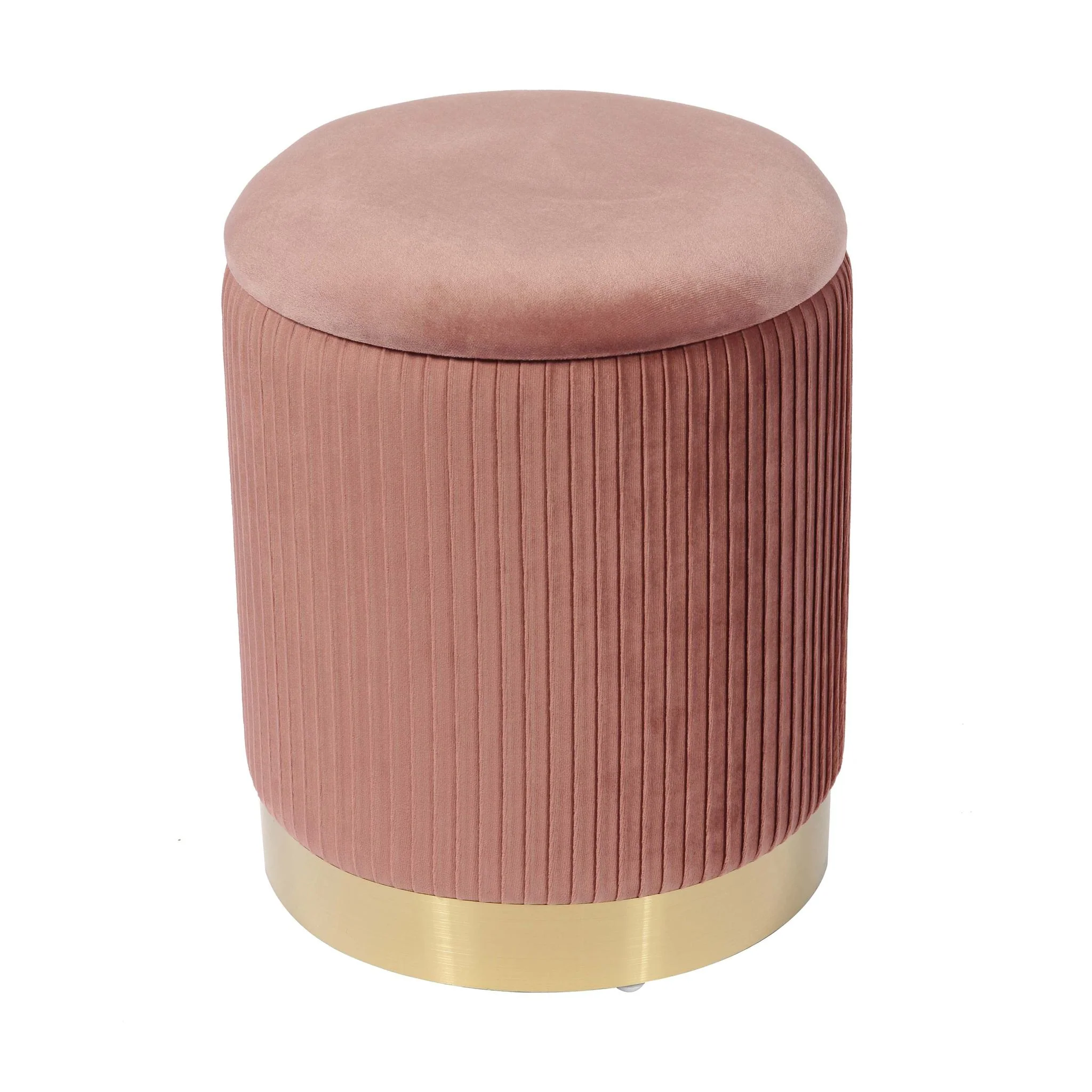 Zoe Blush Velvet Storage Ottoman - Image 4