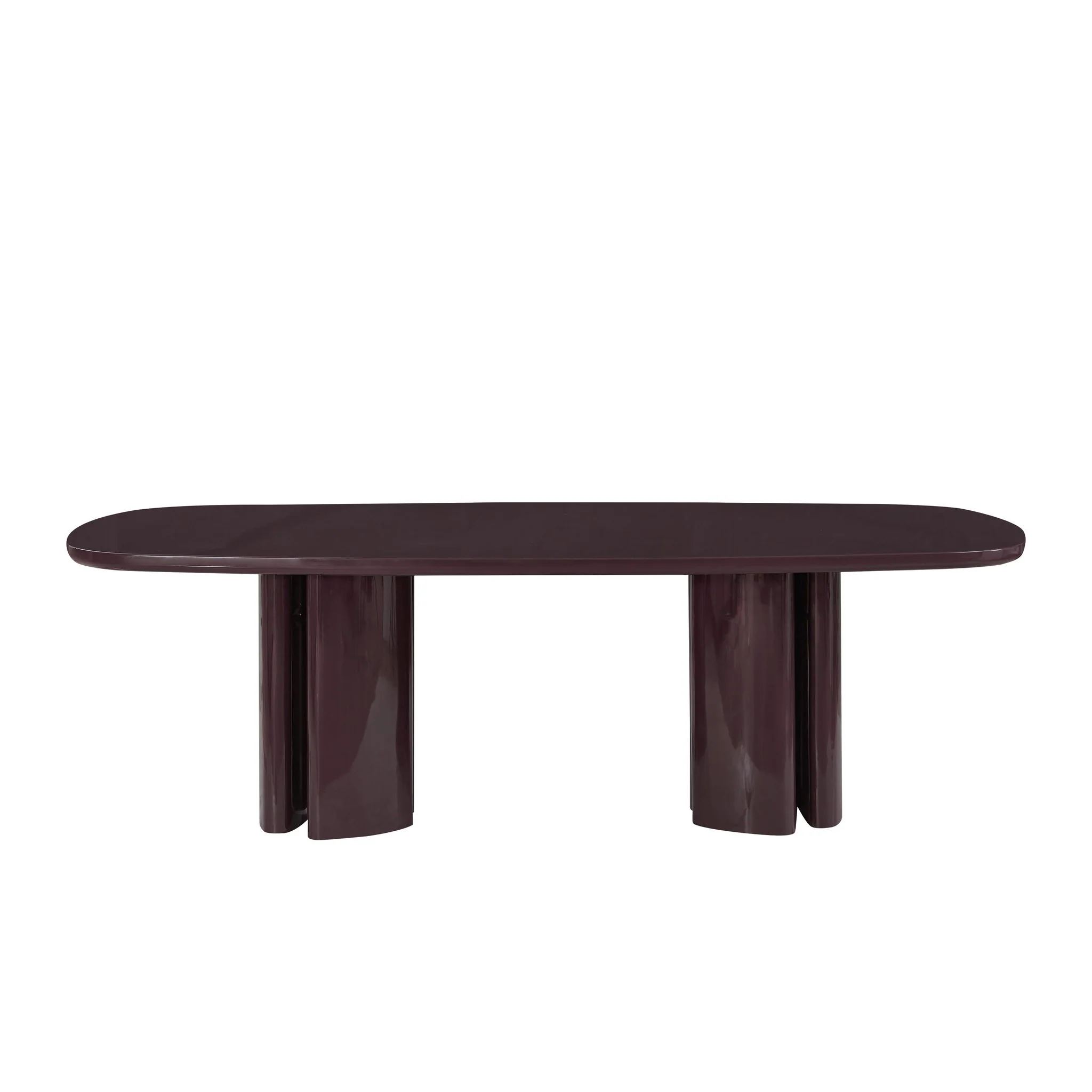 Zola Burgundy Lacquer Oval Dining Table - Image 4