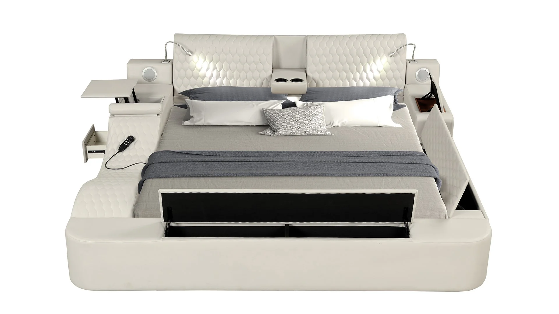 Zoya Queen Bed Beige - Image 4