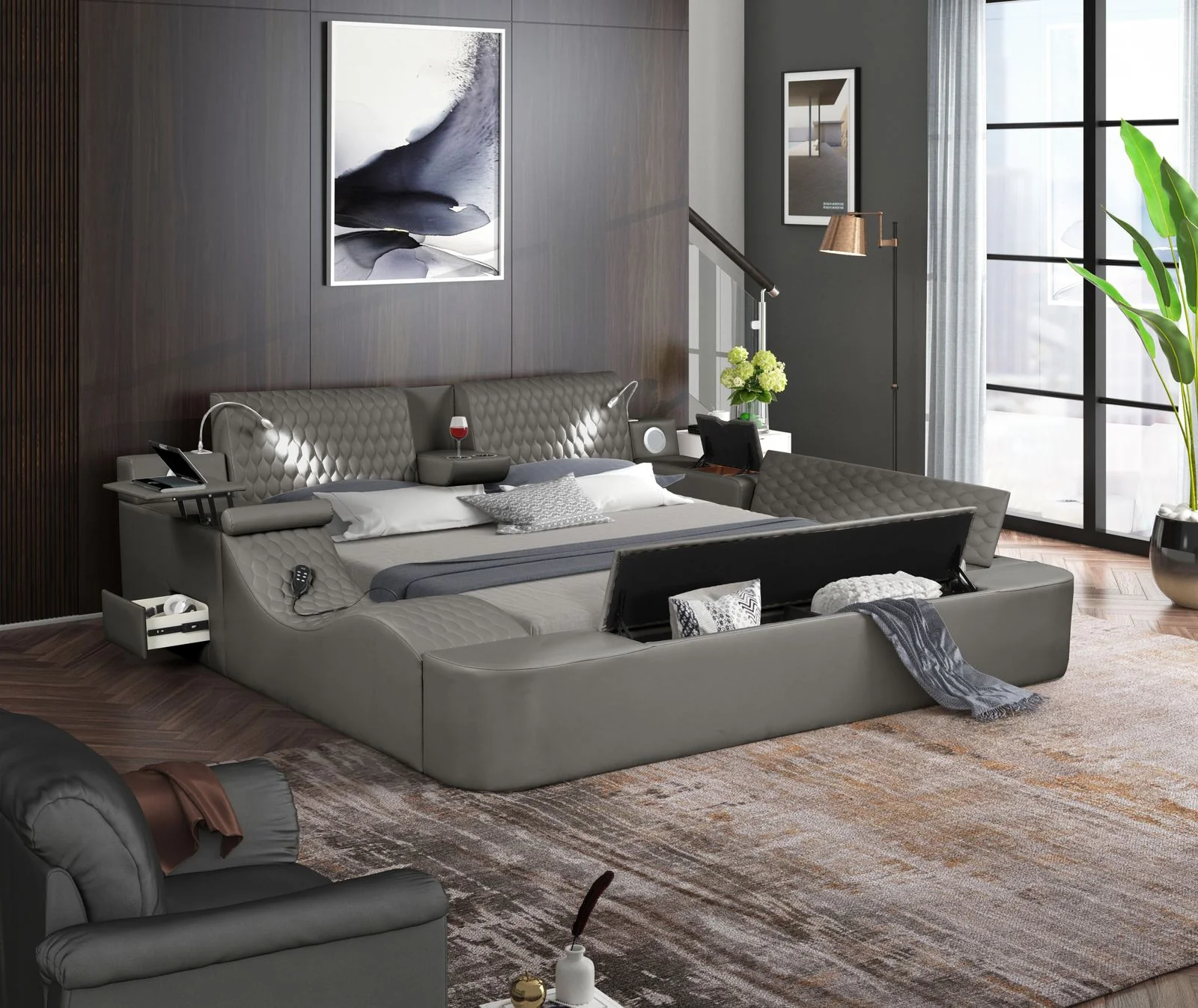 Zoya Queen Bed Gray - Image 2
