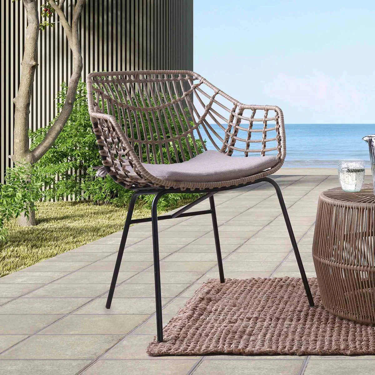 Zuberi 3 Pc. Patio Conversation Set, Natural - Image 2