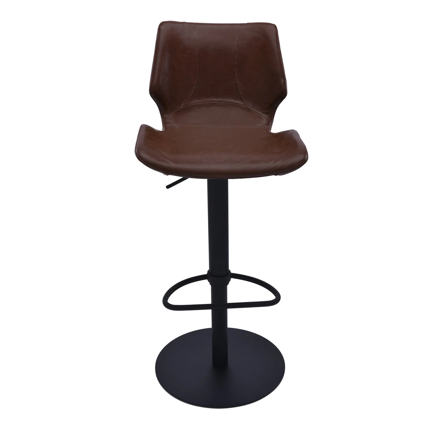 Zuma Adjustable Swivel Metal Barstool in Vintage Coffee Faux Leather and Black Metal Finish - Image 2