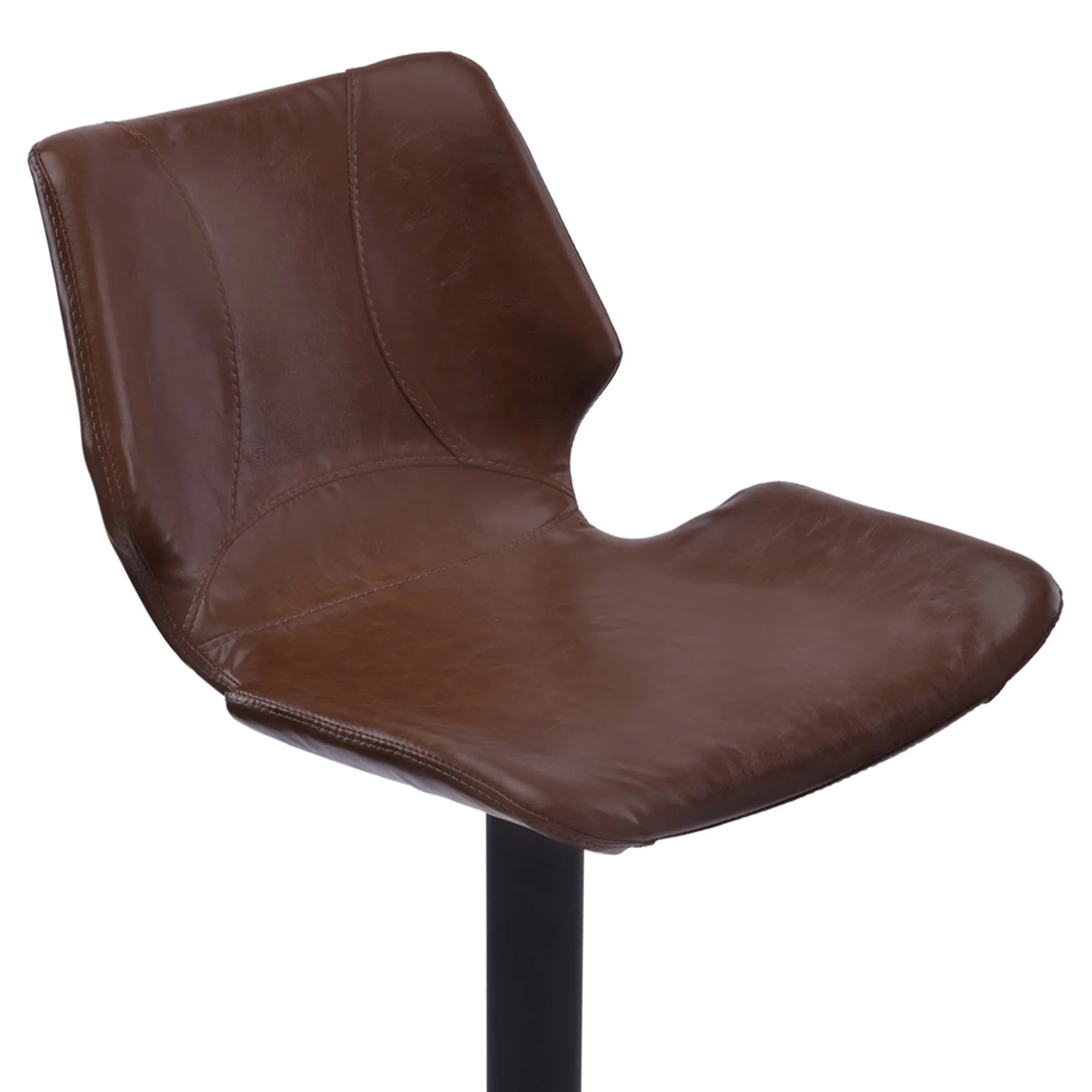 Zuma Adjustable Swivel Metal Barstool in Vintage Coffee Faux Leather and Black Metal Finish - Image 3