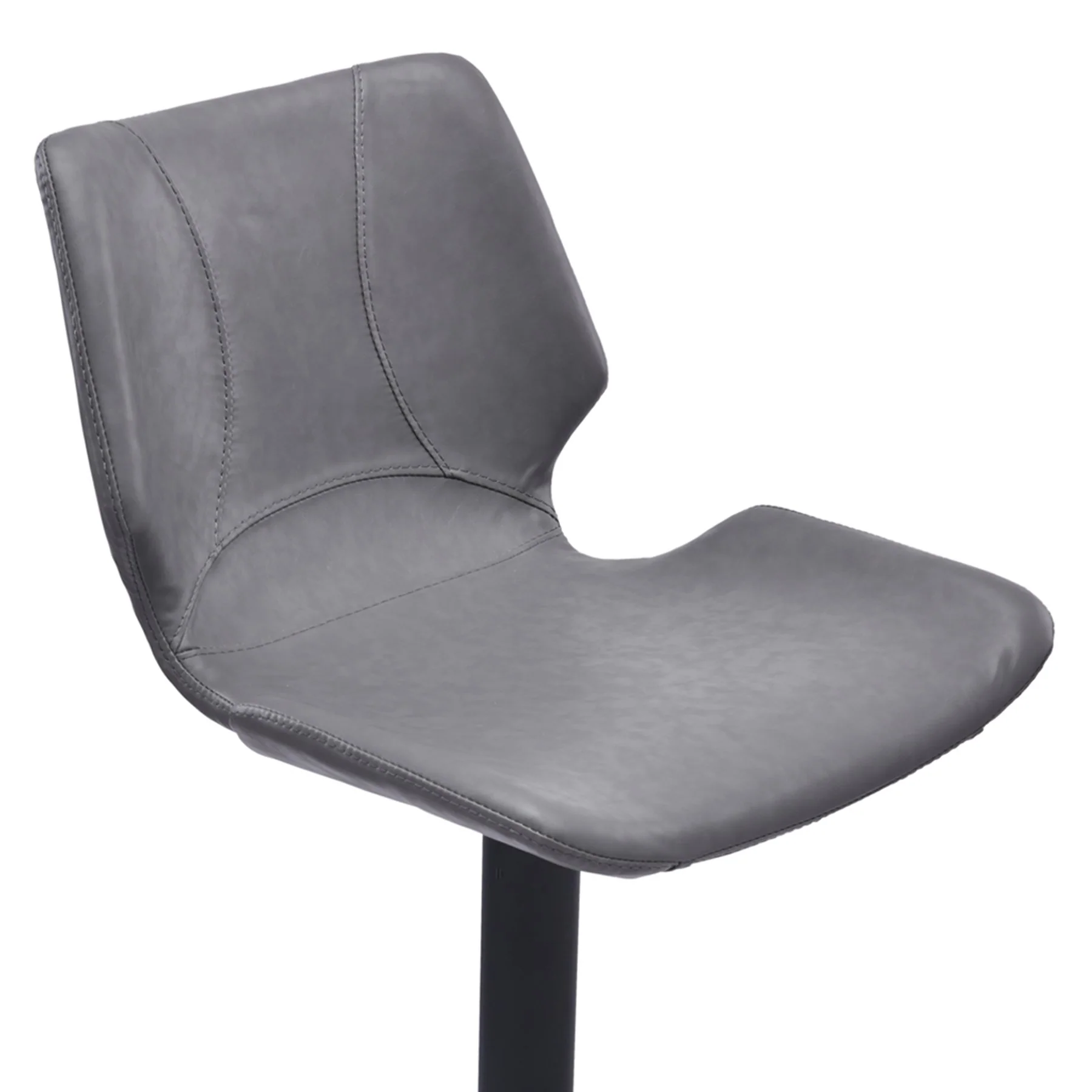 Zuma Adjustable Swivel Metal Barstool in Vintage Gray Faux Leather and Black Metal Finish - Image 3