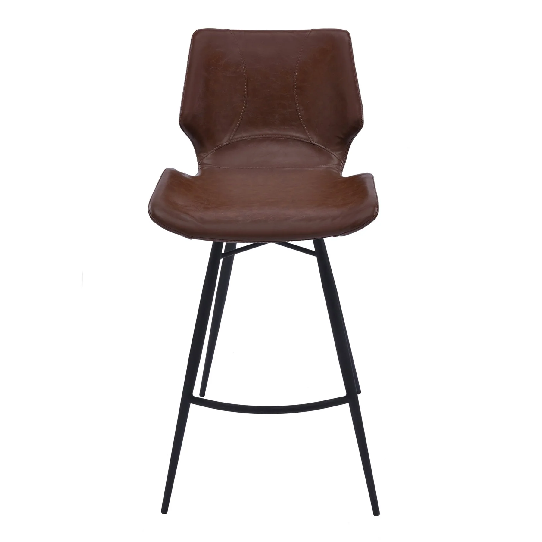 Zurich 30" Bar Height Metal Barstool in Vintage Coffee Faux Leather and Black Metal Finish - Image 2