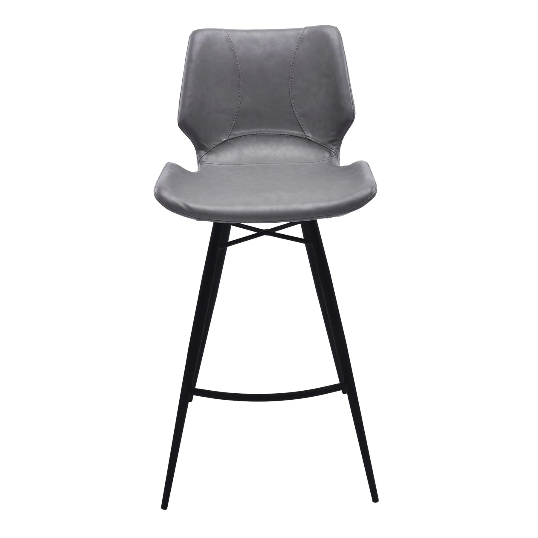Zurich 30" Bar Height Metal Barstool in Vintage Gray Faux Leather and Black Metal Finish - Image 2