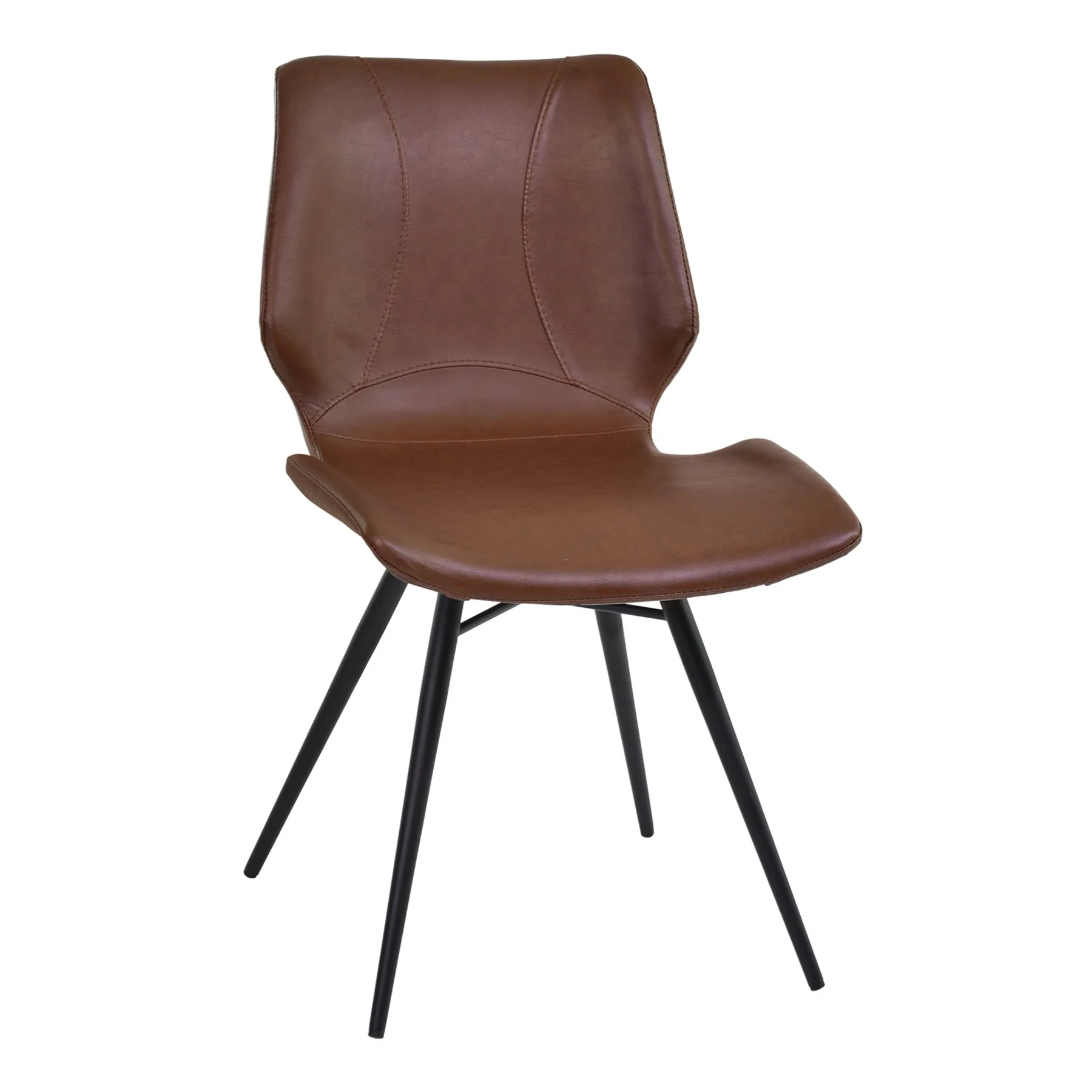 Zurich Dining Chair in Vintage Coffee Faux Leather and Black Metal Finish - Set of 2 - Image 2