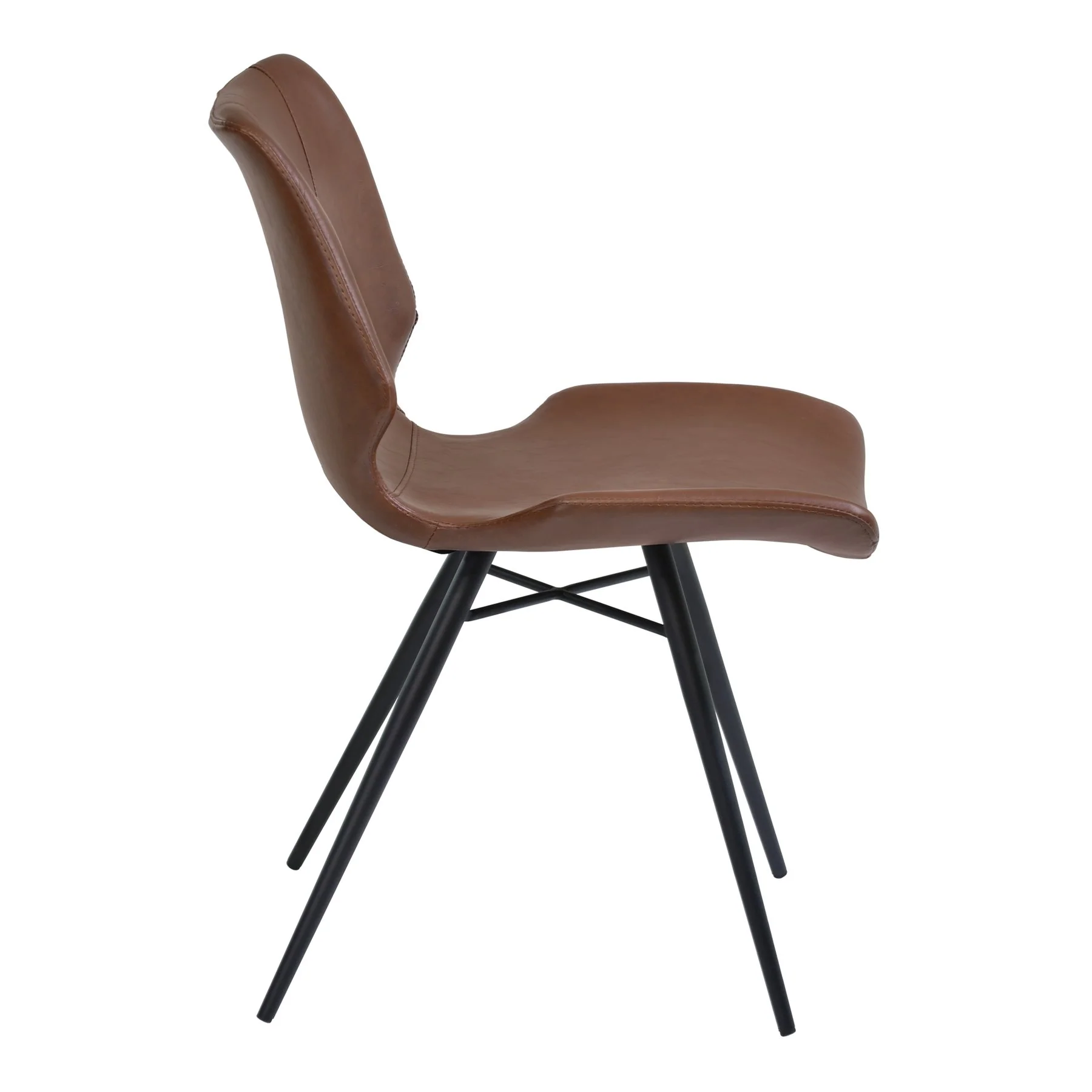 Zurich Dining Chair in Vintage Coffee Faux Leather and Black Metal Finish - Set of 2 - Image 3
